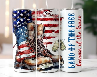 Vétéran Memorial Day 20 oz Skinny Tumbler Wrap, Sublimation Design, téléchargement numérique PNG, drapeau américain Tumbler Wrap PNG, 4 juillet Tumbler