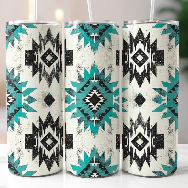 Aztec Pattern 20oz Skinny Tumbler Wrap, Sublimation Design, Digital Download PNG, Country Western Tumbler Wrap PNG, Tribal Print Tumbler png