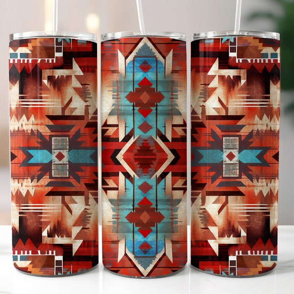 Southwest Tribal Print 20oz Skinny Tumbler Wrap, Sublimation Design, Digital Download PNG, Aztec Tumbler png, Country Western Tumbler png