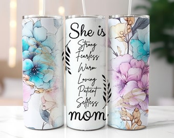 Mothers Day Quote 20oz Skinny Tumbler Wrap, Sublimation Design, Digital Download PNG, Floral Mom Tumbler Wrap PNG, Mama Tumbler PNG