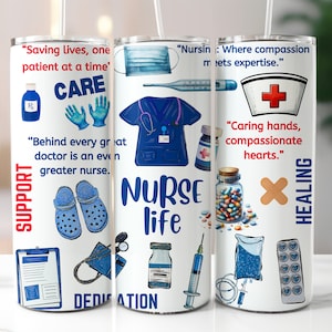 Nurse Life 20oz Skinny Tumbler Wrap, Sublimation Design, Digital Download PNG, Nurse Tumbler Wrap PNG, Nurse Gift, Nurse Quotes, Retro Nurse