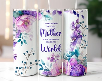 Muttertag 20 Unzen Skinny Tumbler Wrap, Sublimationsdesign, digitaler Download PNG, Floral Mom Tumbler Wrap PNG, Mama Tumbler Wrap