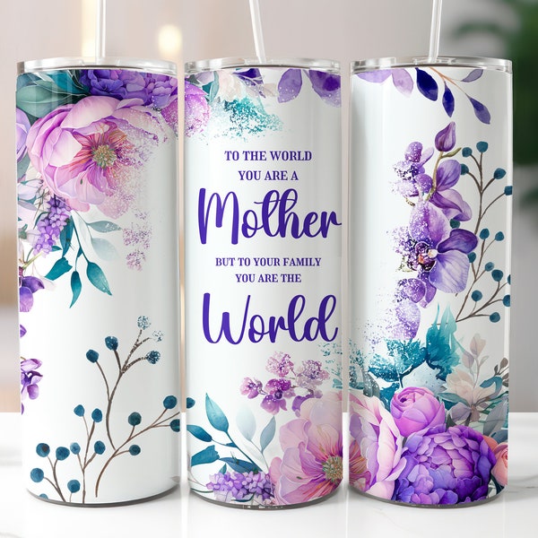 Fête des mères 20 oz Skinny Tumbler Wrap, Sublimation Design, téléchargement numérique PNG, Floral maman Tumbler Wrap PNG, Mama Tumbler Wrap