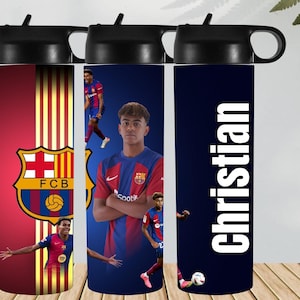 Gourde Lamine Yamal - Gourde de football personnalisée pour enfants - Gourde de sport personnalisée en acier inoxydable - Cadeau de football pour garçons et filles
