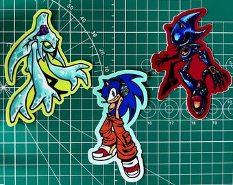 Sonic Matte Stickers & Double-Sided Epoxy Acrylic Charm