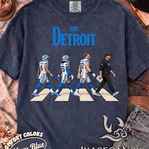 Detroit T-shirt Abbey Road Fotboll Graphic Tee Detroit Players Sweatshirt Comfort Colors Dan Campbell Michigan Sportfan Gåva Unisex