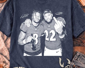 Lamar Jackson Derrick Henry T-Shirt Middle Finger Football Shirt Funny Parody Graphic Tee Comfort Colors Sweatshirt Sports Fan Gift Unisex