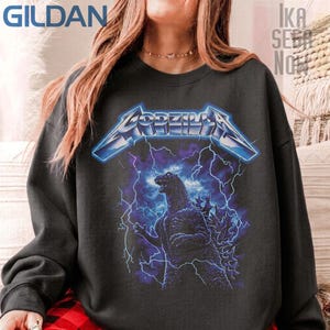 Vintage Godzilla Heavy Metal T-Shirt Kaiju Lightning Grafik-T-Shirt Retro Thrash Metal Style Godzilla Shirt Comfort Colors Japanisches Film-T-Shirt Bild 5