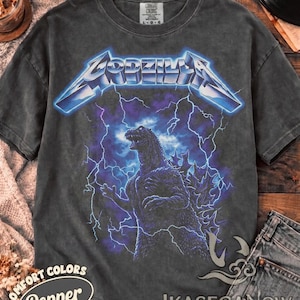 Vintage Godzilla Heavy Metal T-Shirt Kaiju Lightning Grafik-T-Shirt Retro Thrash Metal Style Godzilla Shirt Comfort Colors Japanisches Film-T-Shirt Bild 2