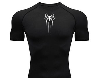 T-shirt a compressione Spider T-shirt da palestra traspirante per allenamento