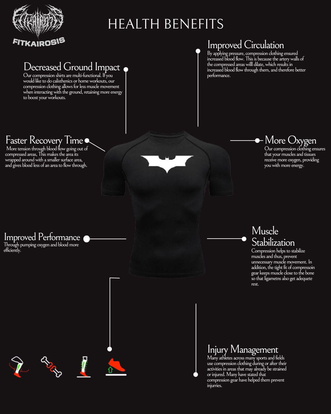 Batman Logo Gym Compression Shirt, Superhero Workout Gear, Fitness