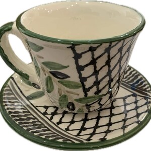 Kufiya Tea Cup , Palestinian , Handmade , Olives , Palestine - Etsy