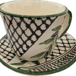 Kufiya Tea Cup , Palestinian , Handmade , Olives , Palestine - Etsy