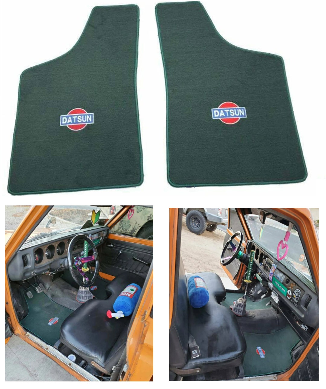 Pair Of Black Velour Floor Mats For Datsun 280ZX 1979-1983 - Front