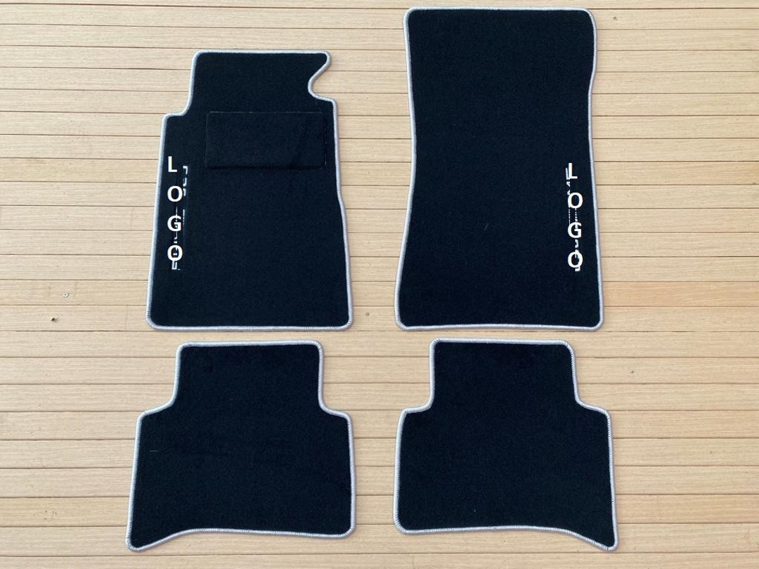 For Mercedesbenz W202 Floor Mat Carpet Black Silver Edge 4pcs C36 AMG