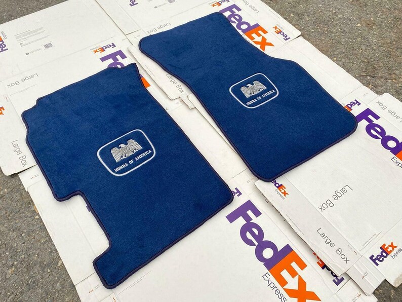 For Honda Civic Crx Del Sol Floor Mat Mats Carpet Navy Blue 2pcs Silver