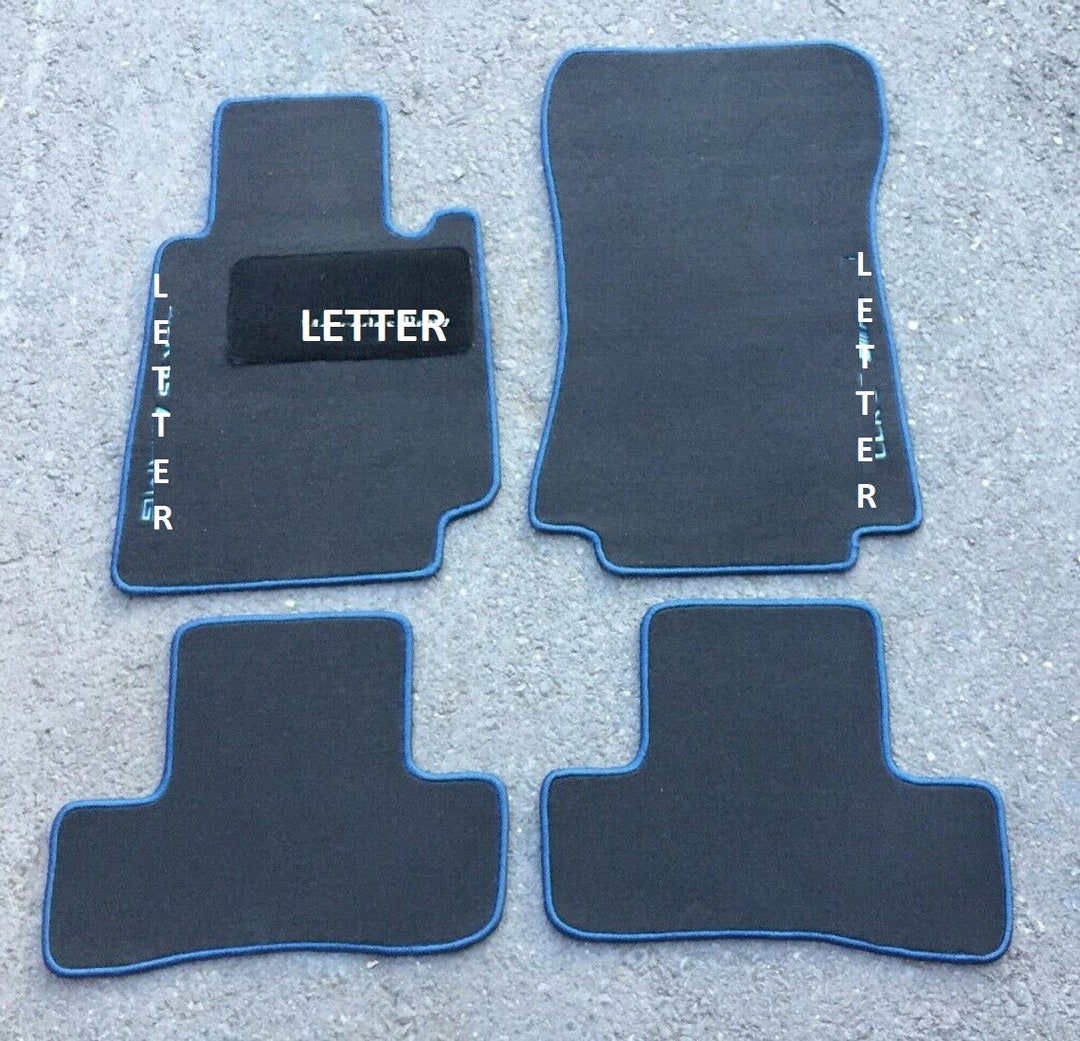 For Mercedesbenz CLK55 AMG Floor Mats Carpet Gray Blue Edge Heel Pad