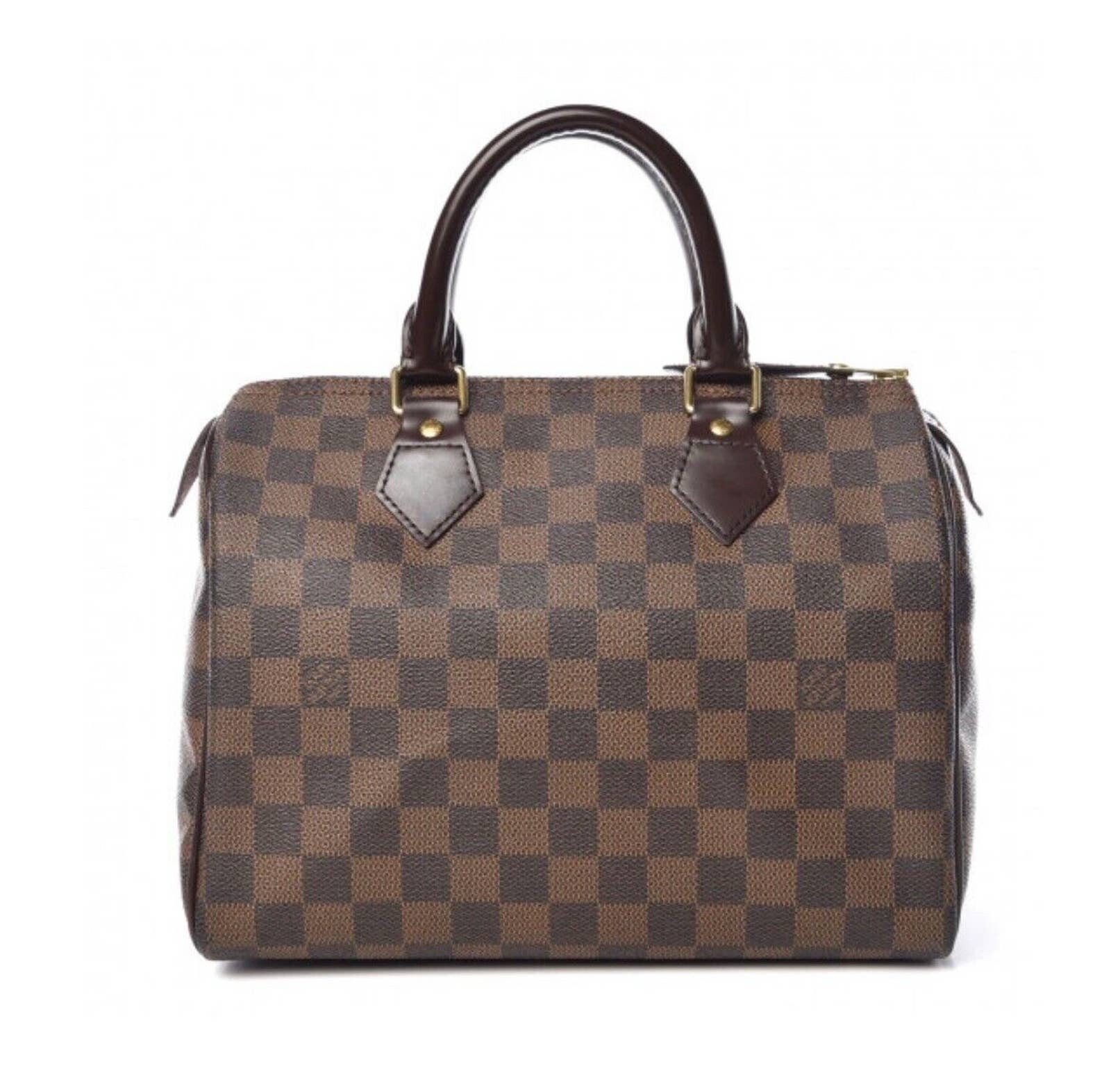 Louis Vuittons Handbags Damier Ebene Speedy 25 Logo Brown Top Handle