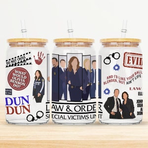 Law And Order SVU TV Show Glass Can 16oz png , Law and Order Libbey Glass Can,Law And Order SVU Tv Show, Elliot Stabler And Olivia Benson