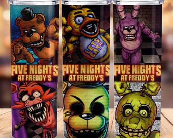 Five Nights At Freddy'S 20Oz Tumbler Png, Skinny Tumbler Png, Horror Friends Iced Coffee Game Wrap,  Gift for Her Instant Download
