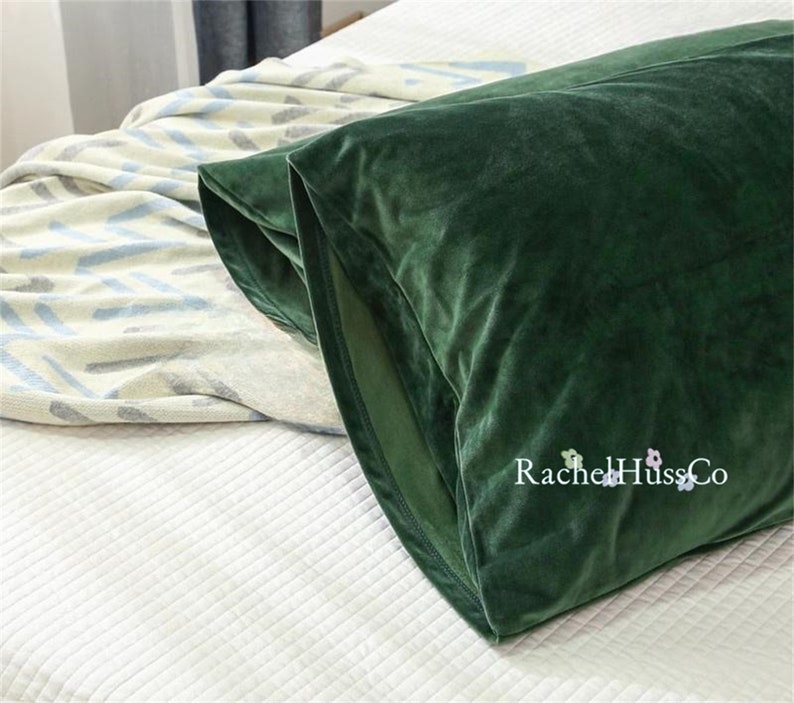 Soft Velvet Green Envelope Pillowcase,solid Green Flannel Pillowcases,standard US Queen