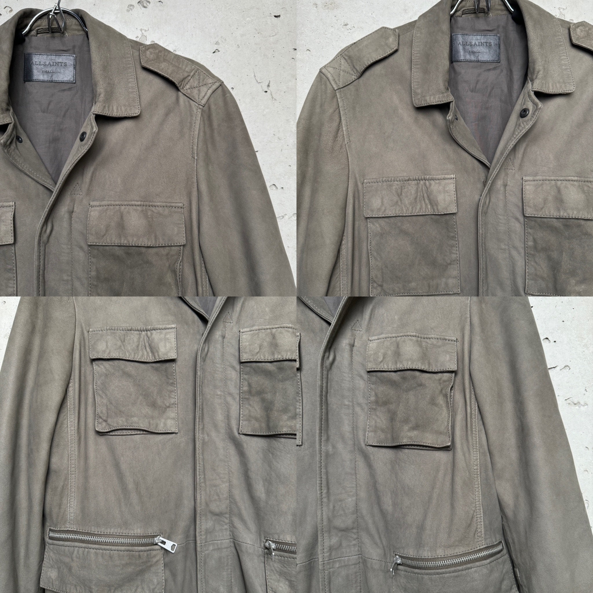 Allsaints Rampart Jacket Grey Sheep Leather Suede Coat Size S Mens Etsy