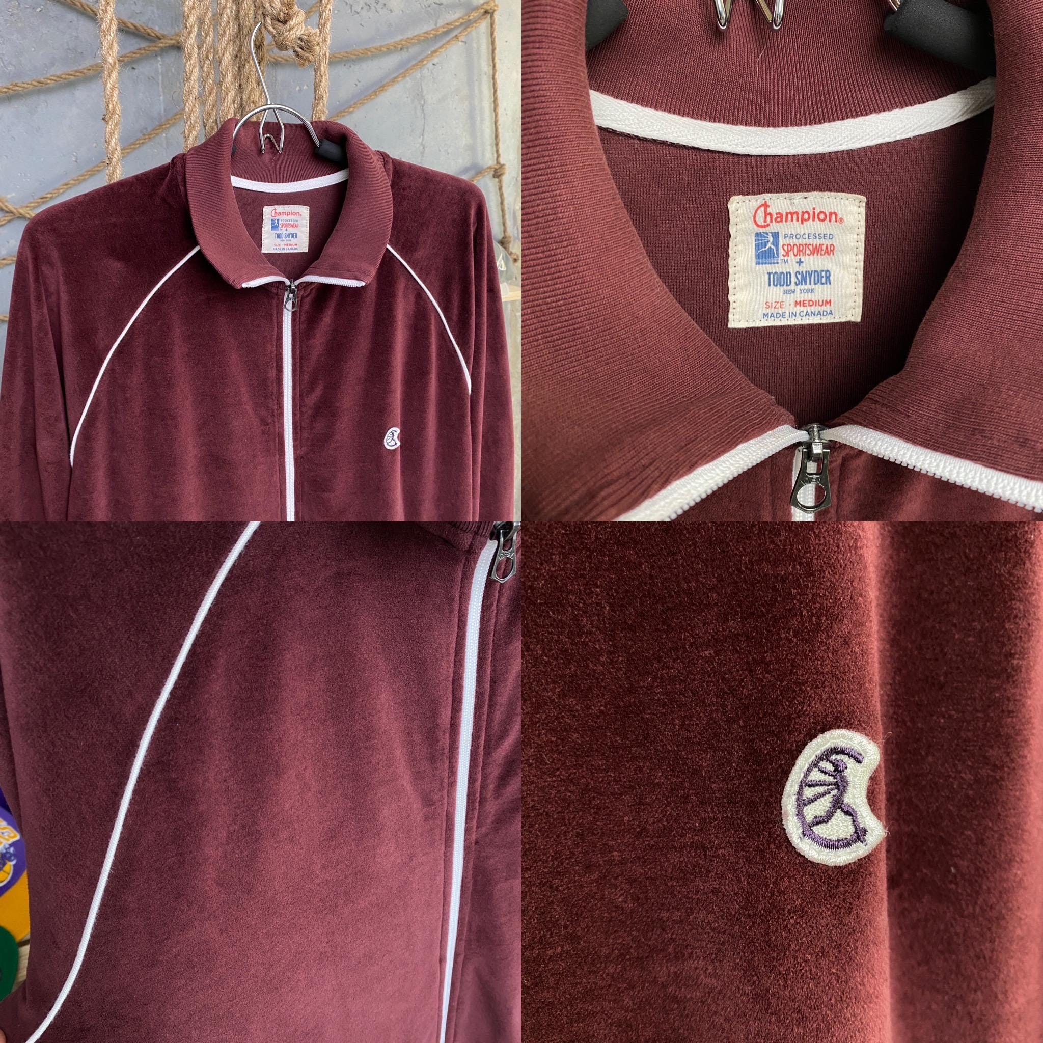Todd Snyder X Champion Velour Track Jacket Zip Pullover Size M Burgundy Men Etsy Ireland
