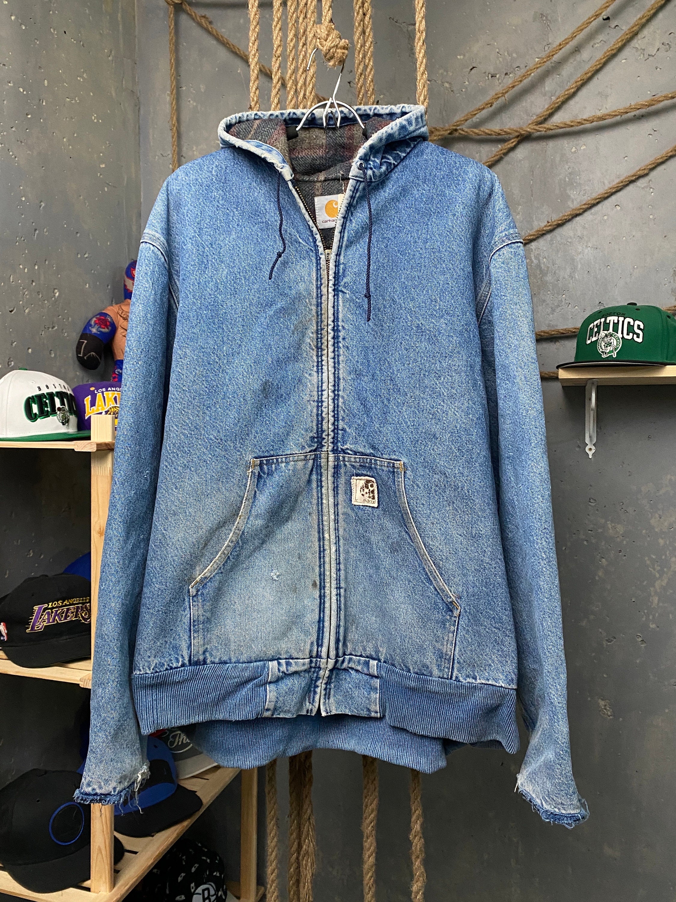 Vintage 90s Carhartt Denim Jacket Asap Rocky Size XXL Men Made in USA Blue