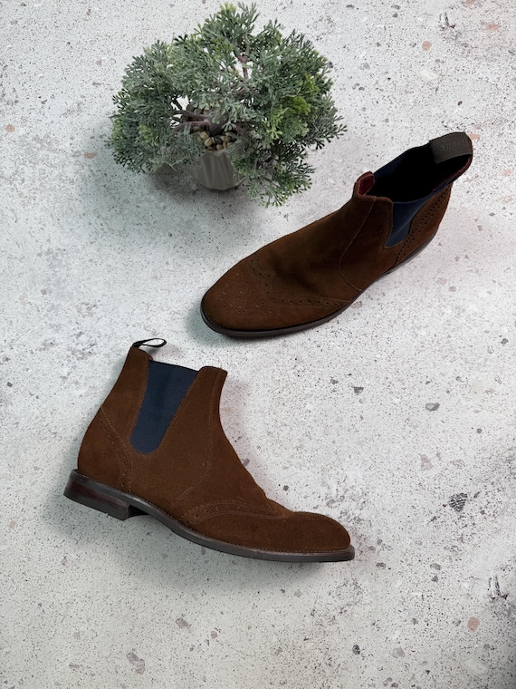 Loake Suede Brogue Chelsea Boots Brown Size US 9 UK 8 Mens Dress Casual Etsy Canada
