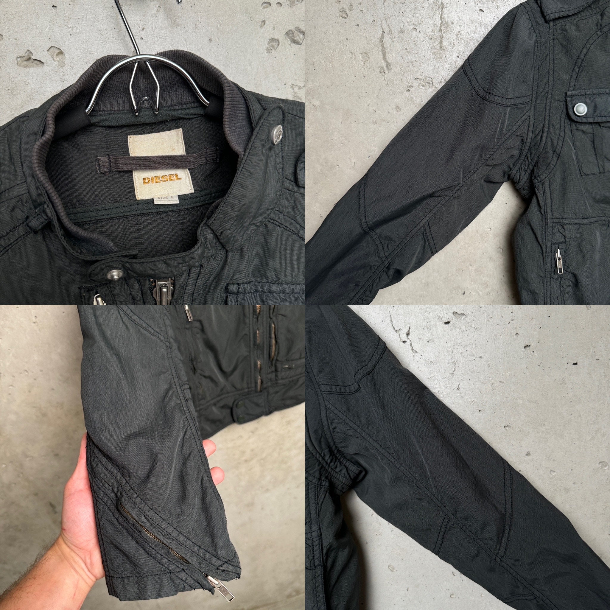Vintage Y2K DIESEL Racing Biker Nylon Bomber Jacket Size L Vintage Y2K DIESEL Racing Biker Nylon Bomber Jacket Size L