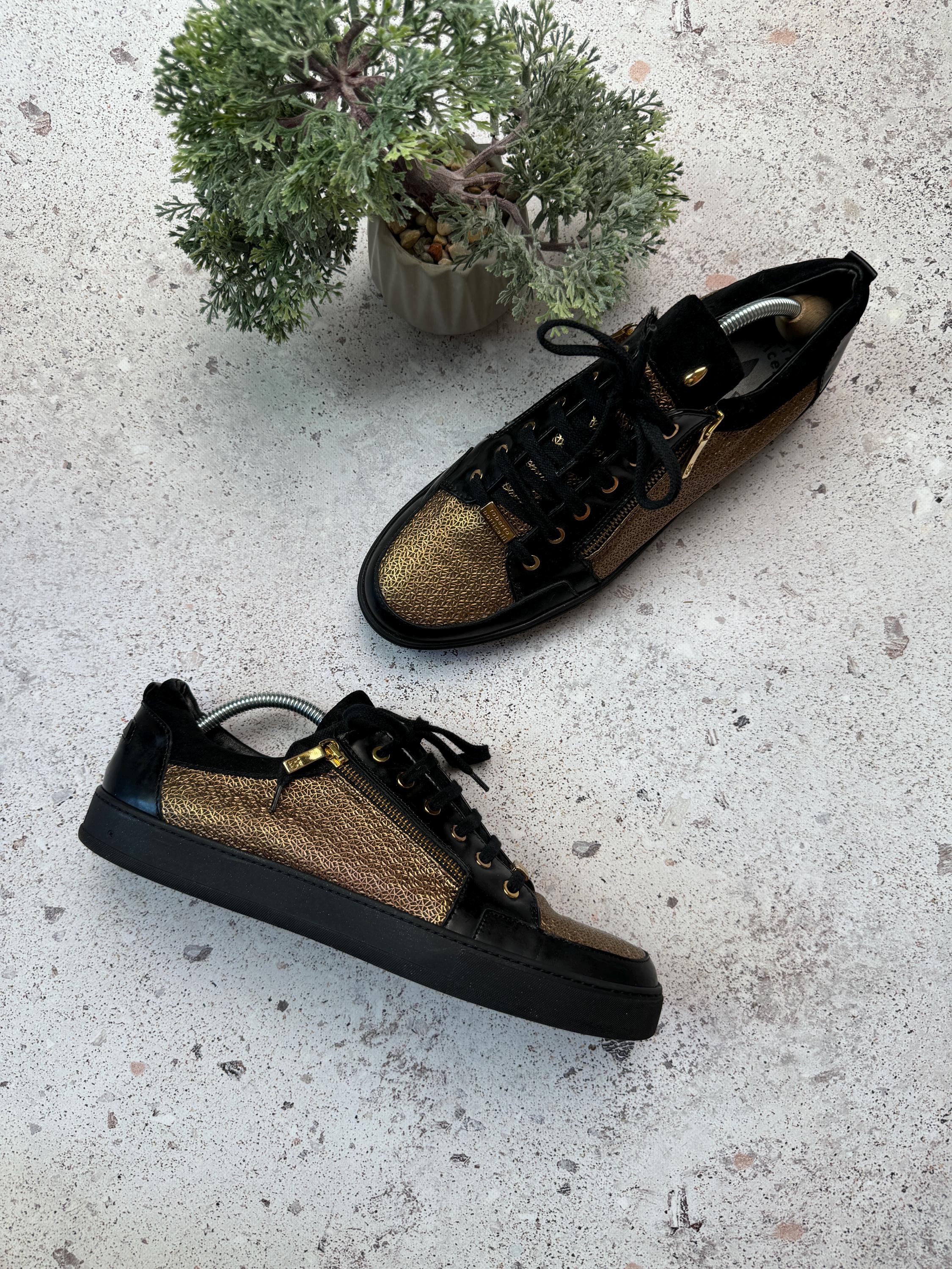 Roberto Botticelli Low Top Sneakers Bkack Gold Size EU 44 US 11