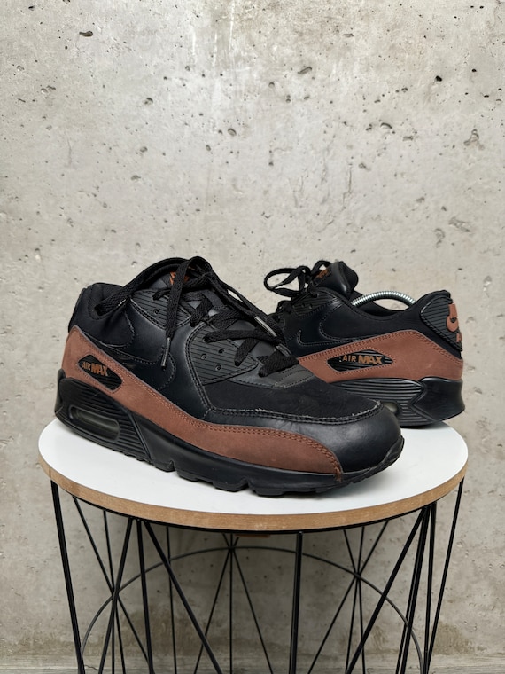 Vintage NIKE Air Max 90 Black Brown Leather Sneakers Size US 10 Eu 44 UK 9 Etsy