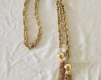 Goldene Quaste Kette Lariat im Bolo-Stil