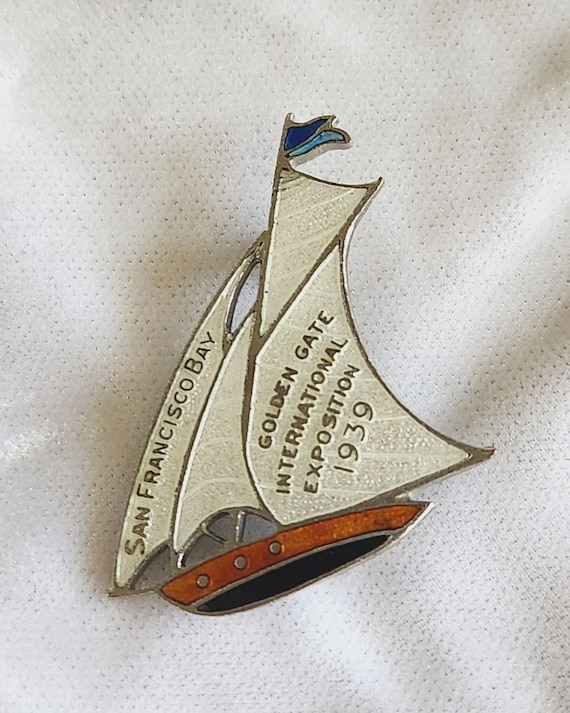 1939 Golden Gate International Exposition Enamel Sailboat Pin
