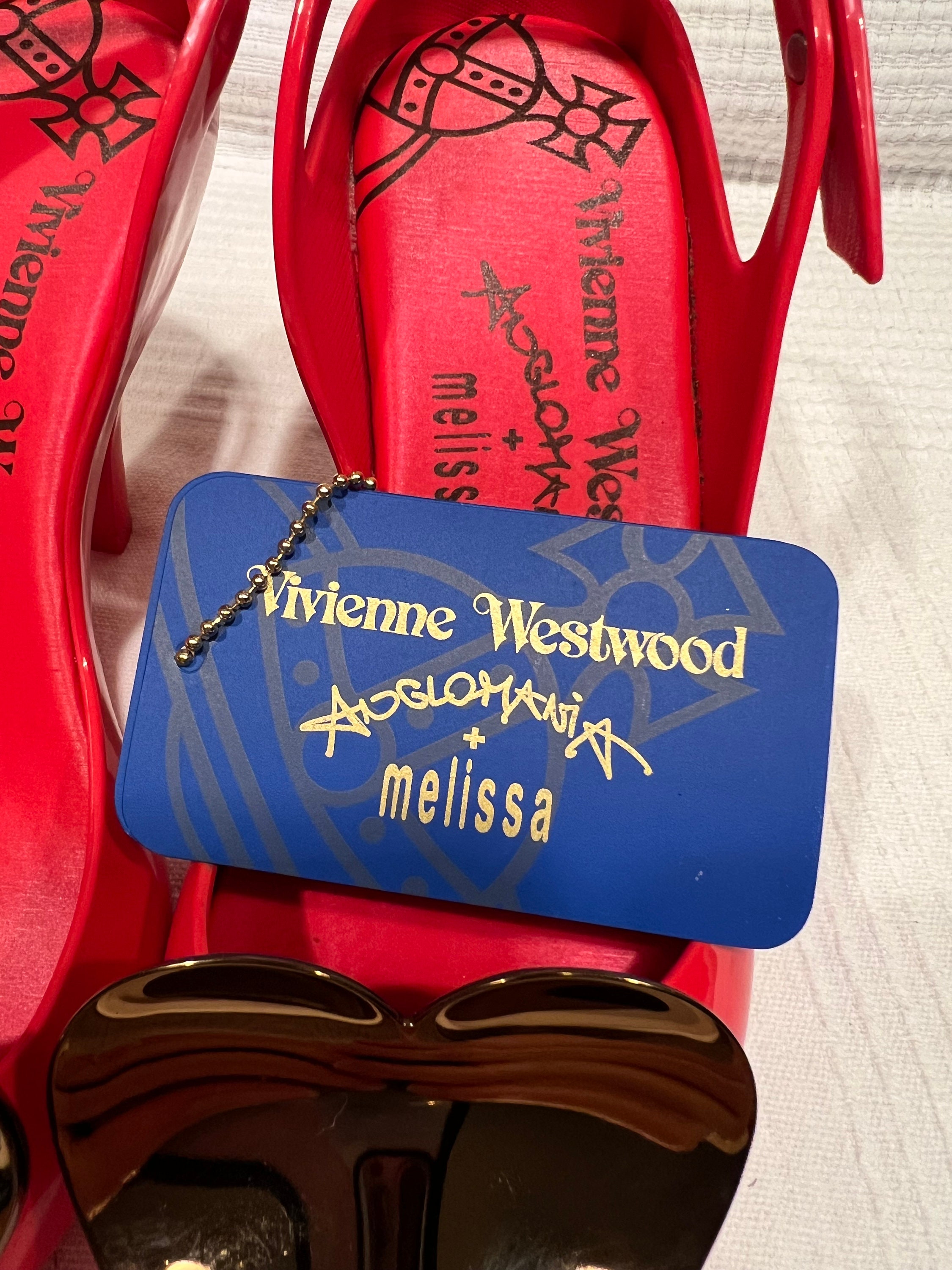 Buy Vintage Vivienne Westwood + Melissa Red & Bronze Heart Shoes