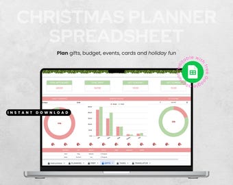 Christmas Planner Spreadsheet for Google Sheets | Organize Gifts, Budget, Cards & More