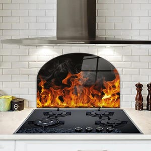 Fireplace Design Tempered Glass Stove Backsplash: Heat Resistant Kitchen Decor