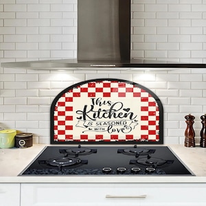 Heatproof Tempered Glass Stove Guard  Modern Cooktop Backsplash Panel  Decorative Kitchen Splash Shield