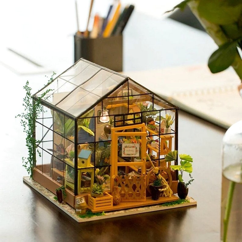 Build Your Own Greenhouse, Doll House DIY Kit, Model Set, Miniature