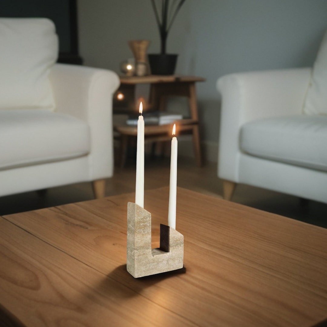 Marble Taper Candle Holder, Handmade Candle Stand, Minimal Elegance