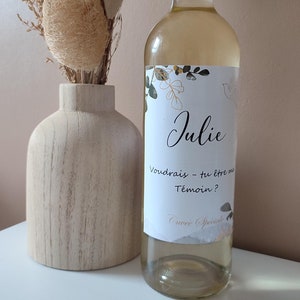 Etiquette vin personnalisées, autocollante, mariage, demande, annonce, surprise