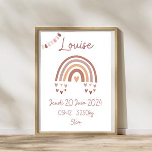 Gepersonaliseerde poster, voornaam, geboorte, regenboog, cadeau