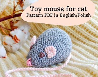 Crochet Pattern Toy Mouse for Cat – Beginner PDF Guide in English & Polish, Step by Step Instructions