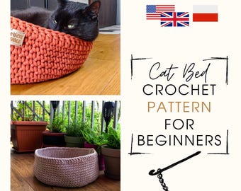 Crochet Pet Bed PDF Pattern – Digital Instructions for Beginners – DIY Pet Bed Crochet Pattern in English and Polish