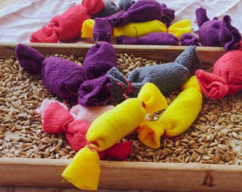 Valerian Cat Toys Set of 3 - Handmade Organic Spelt Hull Filled Eco-Friendly Catnip Alternative