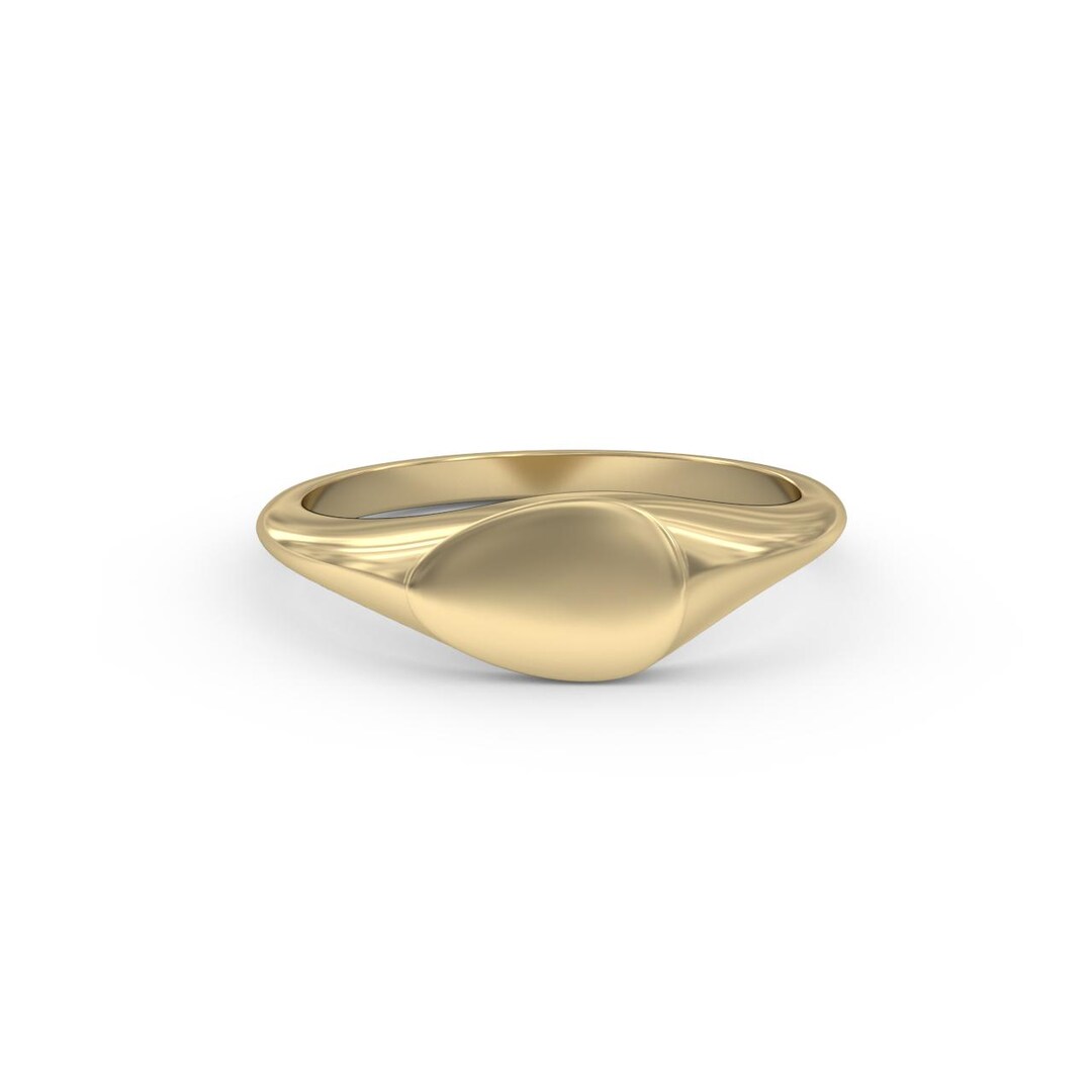 14K Solid Gold Drop Signet Ring - Custom Pinky Ring - Etsy