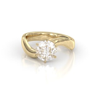 2ct Lab Grown Diamond Ring Engagement Ring 14K Solid Gold Setting Unique Shank Ring Anniversary Gift for Her