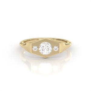 14K/18K Solid Gold Ring set with 3 Sparkling Moissanite Engagement Ring