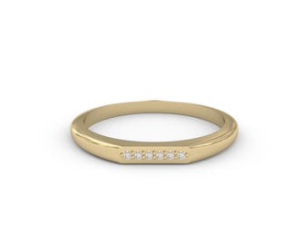 14K Solid Gold Signet Ring: Lab Diamond Pinky Ring