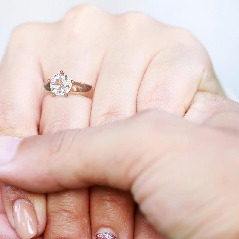 2CT Lab Diamond Solitaire Ring 14K Gold Wide Band Engagement Ring IGI 2ct-lab-diamond-solitaire-ring-14k-gold-wide-band-engagement-ring-igi
